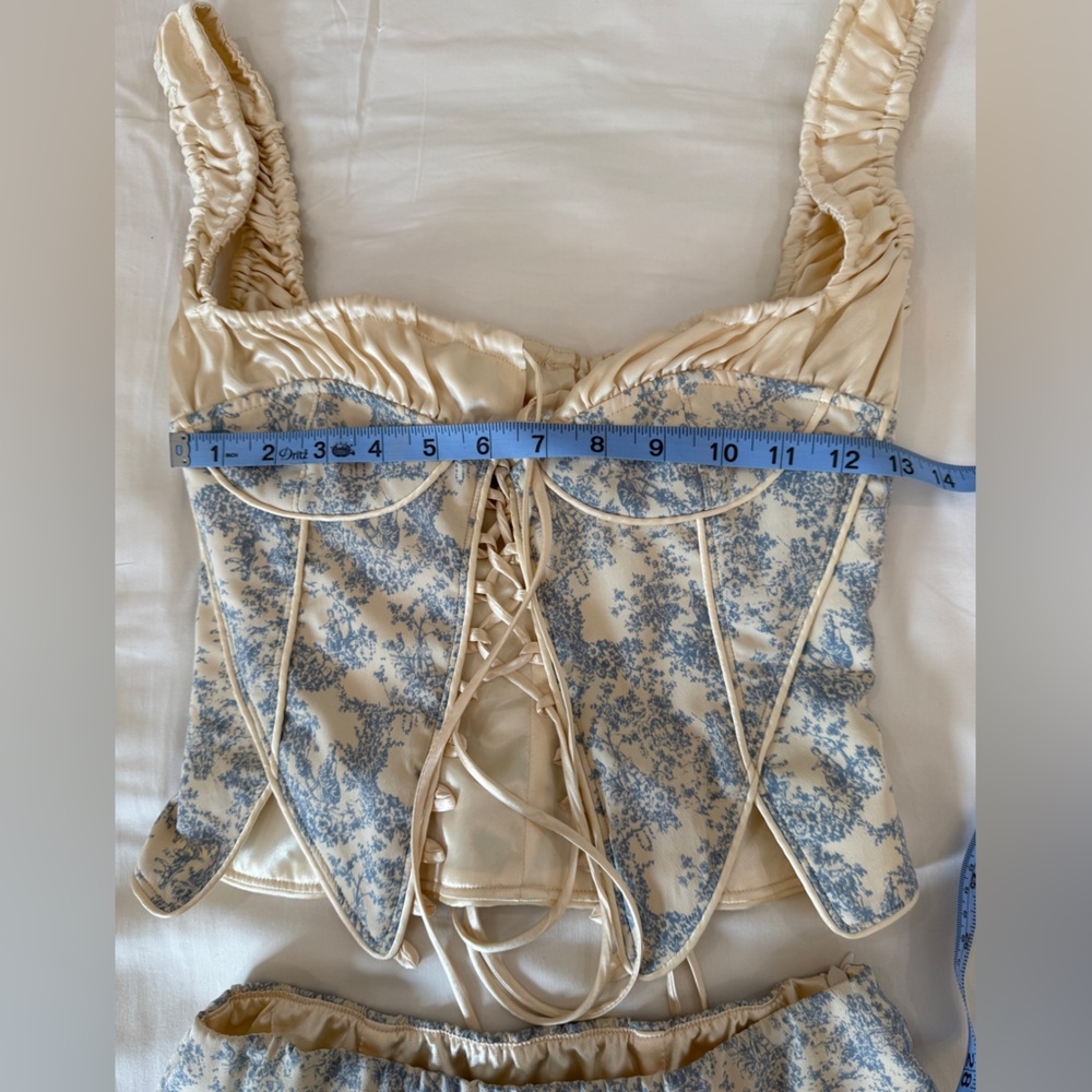 Fait Par Foutch Blue Toile Set (Angelina Corset + Jacqueline Skirt) size xxs - Picture 7 of 16